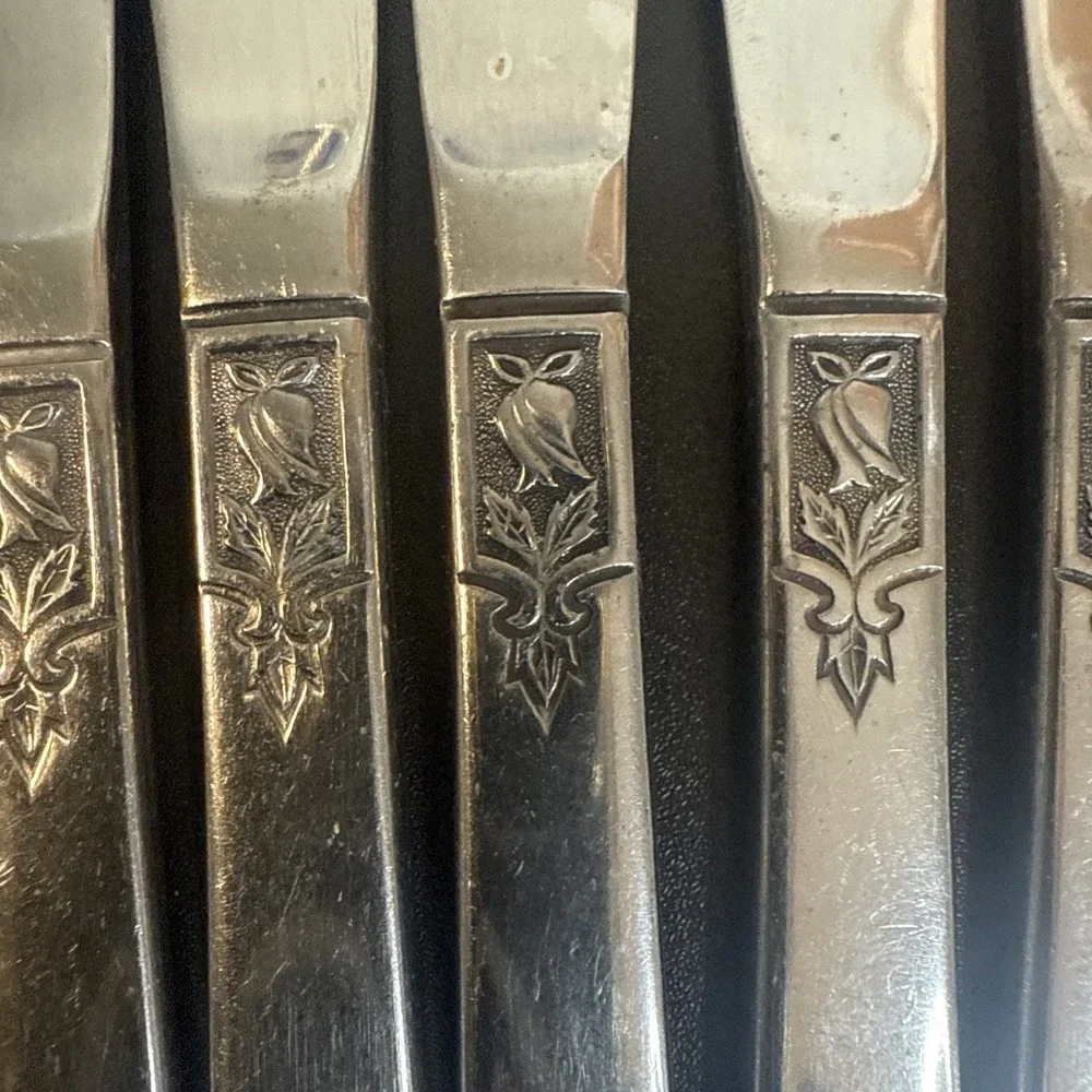 Imperial International Young Rose‎ Dinner Knives Stainless Silverware Set Of 7